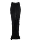 Rick Owens 'edfu' Black Long Skirt With Drapes And Front Slit In Tech Fabric Woman In Black