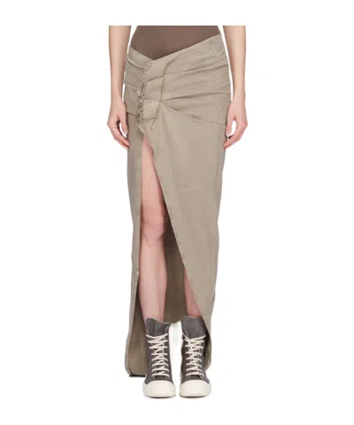 Rick Owens Edfu Denim Skirt In Gray