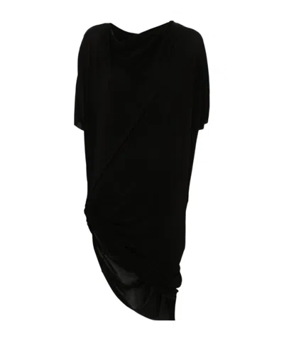 Rick Owens Edfu Drapped Dress In Black