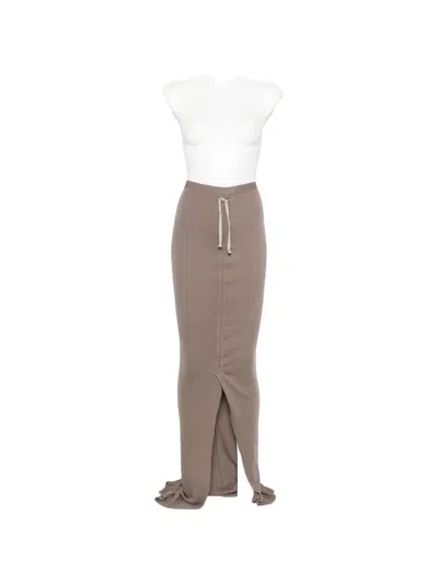 Rick Owens Edfu Drawstring Asymmetric Maxi Skirt In Neutral