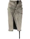 Rick Owens Edfu Front-slit Midi Skirt In Grey