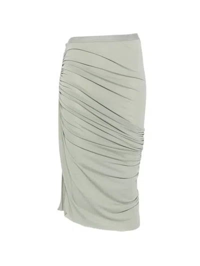 Rick Owens Edfu Gathered Midi Skirt In Gray