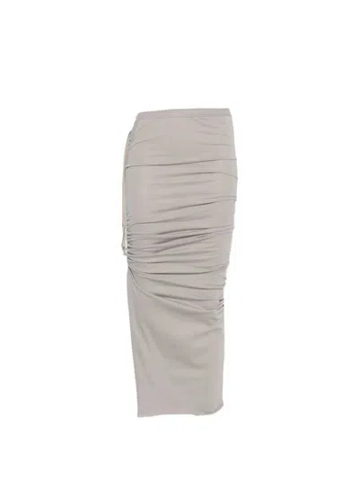 Rick Owens Edfu Gathered Skirt With Drawstring In Gray