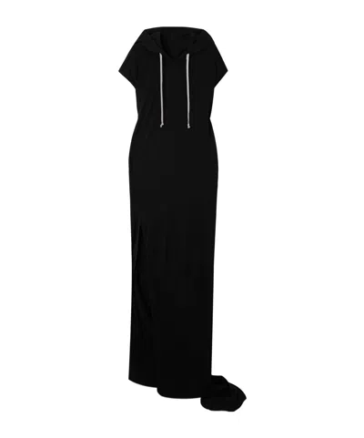 Rick Owens Edfu Hooded Cotton-jersey Maxi Dress In Black
