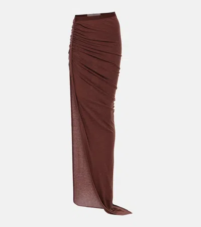Rick Owens Burgundy Edfu Maxi Skirt In Red
