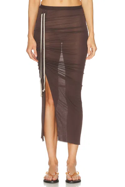Rick Owens Edfu Knee Skirt In Brown