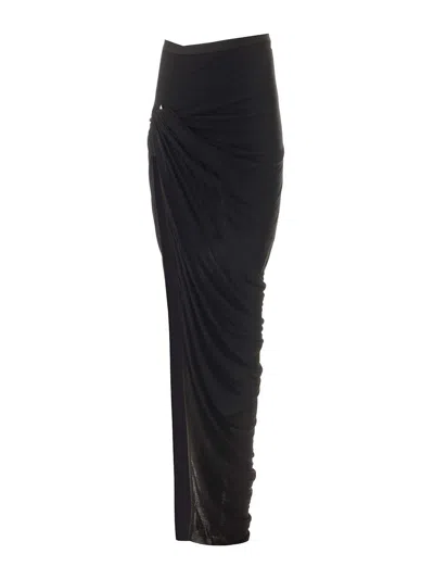 Rick Owens Edfu Long Skirt In Black