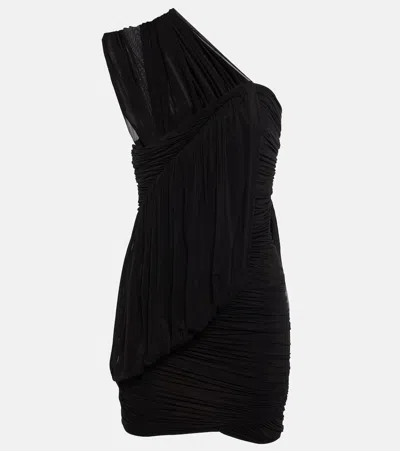 Rick Owens Ruched Jersey One-shoulder Mini Dress In Black