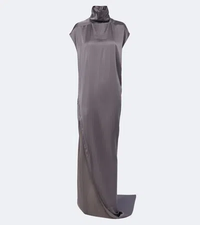 Rick Owens Edfu Ruched Jersey Gown In Gray