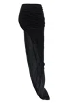 Rick Owens Semi-transparent Long Skirt With Front Draping In Black