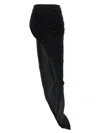 Rick Owens Semi-transparent Long Skirt With Front Draping In Black
