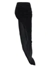 Rick Owens Semi-transparent Long Skirt With Front Draping In Black