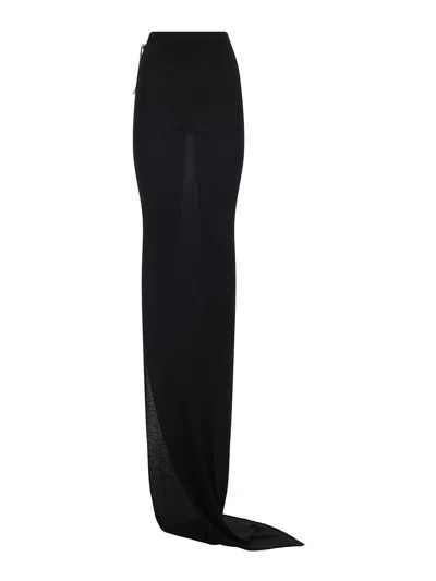 RICK OWENS FALDA SEMILARGA - NEGRO