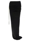 Rick Owens Draped Drawstring Maxi Ruched Side Slit In Black