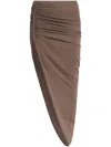 Rick Owens Edfu Draped Ruched Asymmetric Skirt In Brown