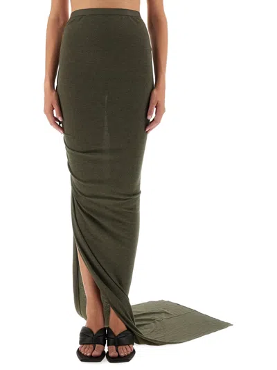 Rick Owens Slim Fit Midi Skirt In Brown
