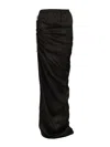 Rick Owens Draped Drawstring Maxi Ruched Side Slit In Black