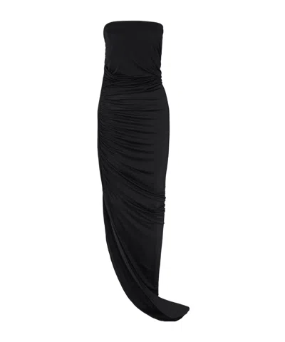 Rick Owens Edfu Strapless Gathered Stretch-jersey Gown In Black