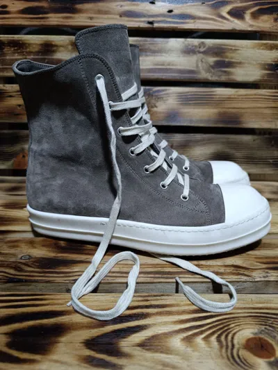 Pre-owned Rick Owens Edfu Suede Mainline Ramones Shoes In Grey