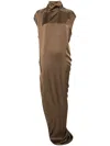 Rick Owens Edfu T Side Slit Long Dress In Brown