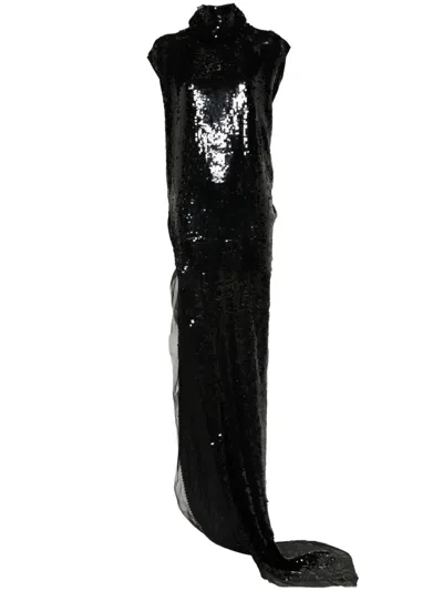 Rick Owens Edfu T Sequined Maxi Dress In Black