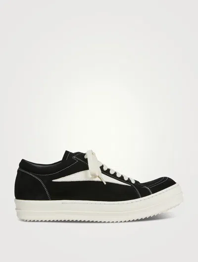 Pre-owned Rick Owens Edfu Vintage Sneaks Leather Sneakers In Black