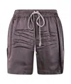 Rick Owens Elastic Drawstring Waist Shorts In Black