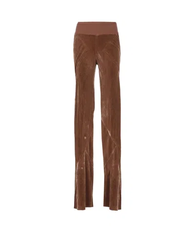 Rick Owens Elastic Waist Casual Pants In Brown
