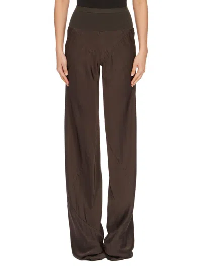 Rick Owens Elastic Waist Casual Pants In Brown
