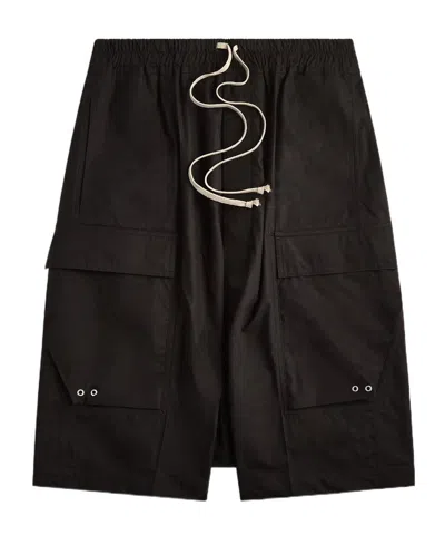 Rick Owens Elastic Waist Shorts In Black
