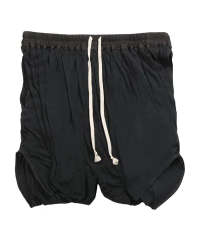 Rick Owens Elastic Waist Shorts In Black