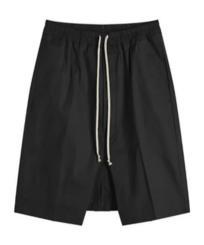 Rick Owens Elastic Waist Shorts In Black