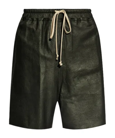 Rick Owens Elastic Waist Shorts In Black