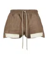 Rick Owens Nappa Leather Shorts With Adjustable Drawstring In Neutral