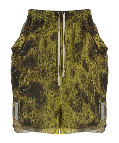 Rick Owens Elastic Waist Shorts In Green