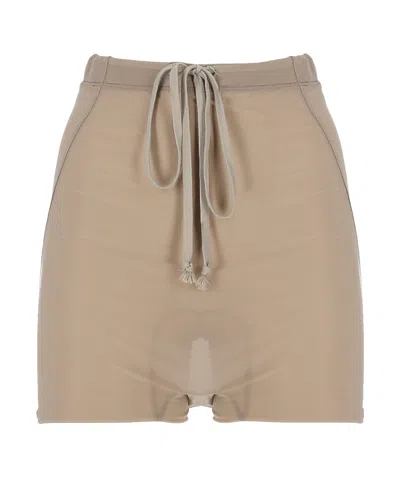 Rick Owens Elastic Waist Shorts In Flesh