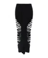 Rick Owens Long Skirt With Cut-out Design And Distressed Effect In Black