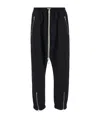 Rick Owens Black Drop-crotched Track Pants With Drawstring In Stretch Cotton Man In Black