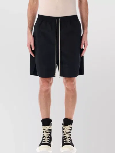 Rick Owens Elastic Waistband Slits Shorts In Black