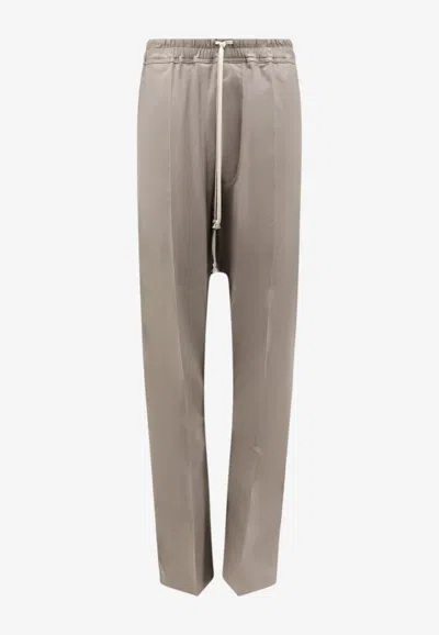 Rick Owens Elastic Waistband Straight-leg Pants In Gray