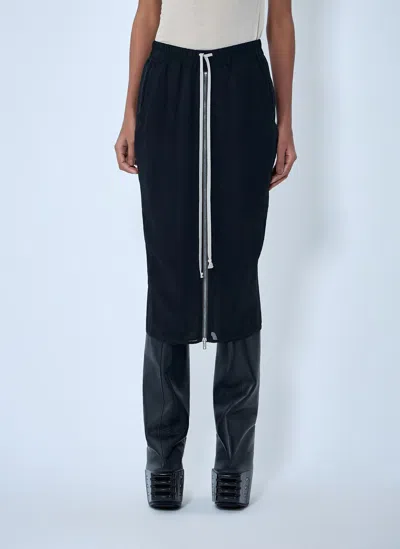 Rick Owens Elasticated Midi Skirt In Black