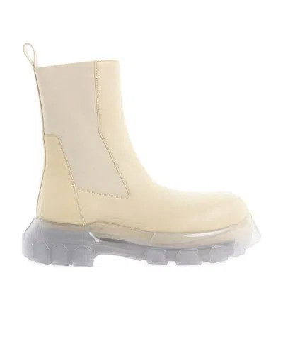 Rick Owens Elasticated-panels Leather Boots In Nude