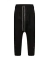 Rick Owens Black Porterville Drawstring Cropped Trousers In Black