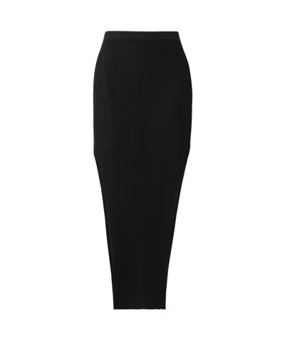 Rick Owens Elasticated-waistband Ribbed Midi Skirt In Black