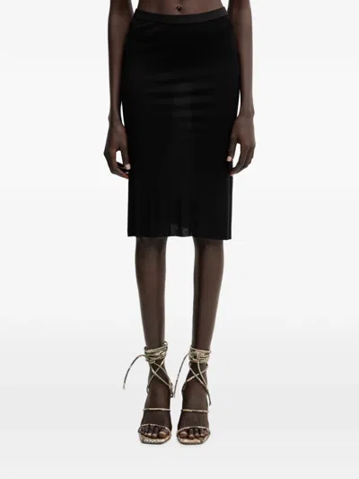 Rick Owens Elasticated-waistband Jersey Midi Skirt In Black