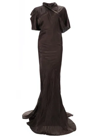 Rick Owens Elegant Long Gown For Women In Brown