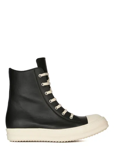 Rick Owens Elevated Front Lace-up Sneakers With Zip Detail In Animal Print