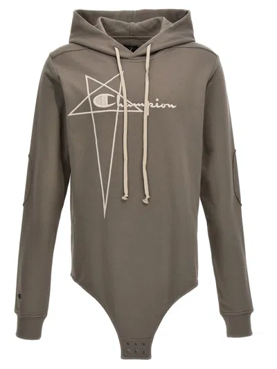 Rick Owens Embroidered Logo Cotton Bodysuit In Brown