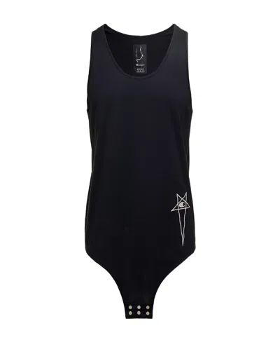 Rick Owens Embroidered-logo Cotton Vest In Black