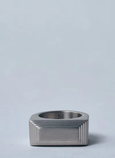 Rick Owens Etched Beveled Ring In Silver